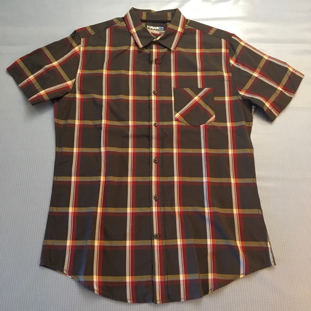 Tony Hawk Men’s Plaid Button Down Short Sleeve